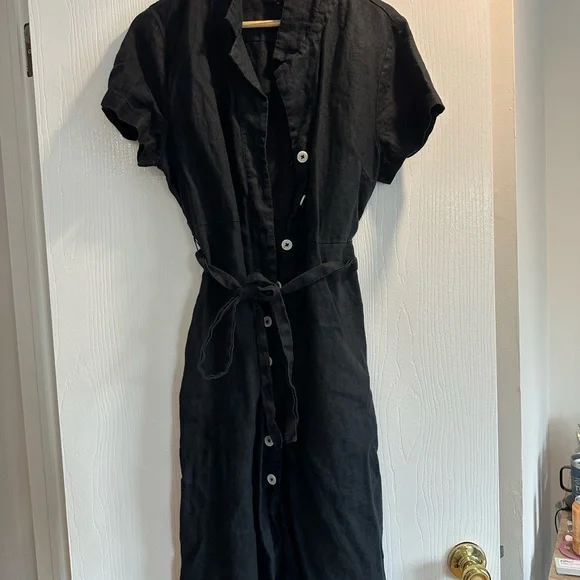 Quince 100% European Linen Button Front Dress in Size L - Picture 3 of 7